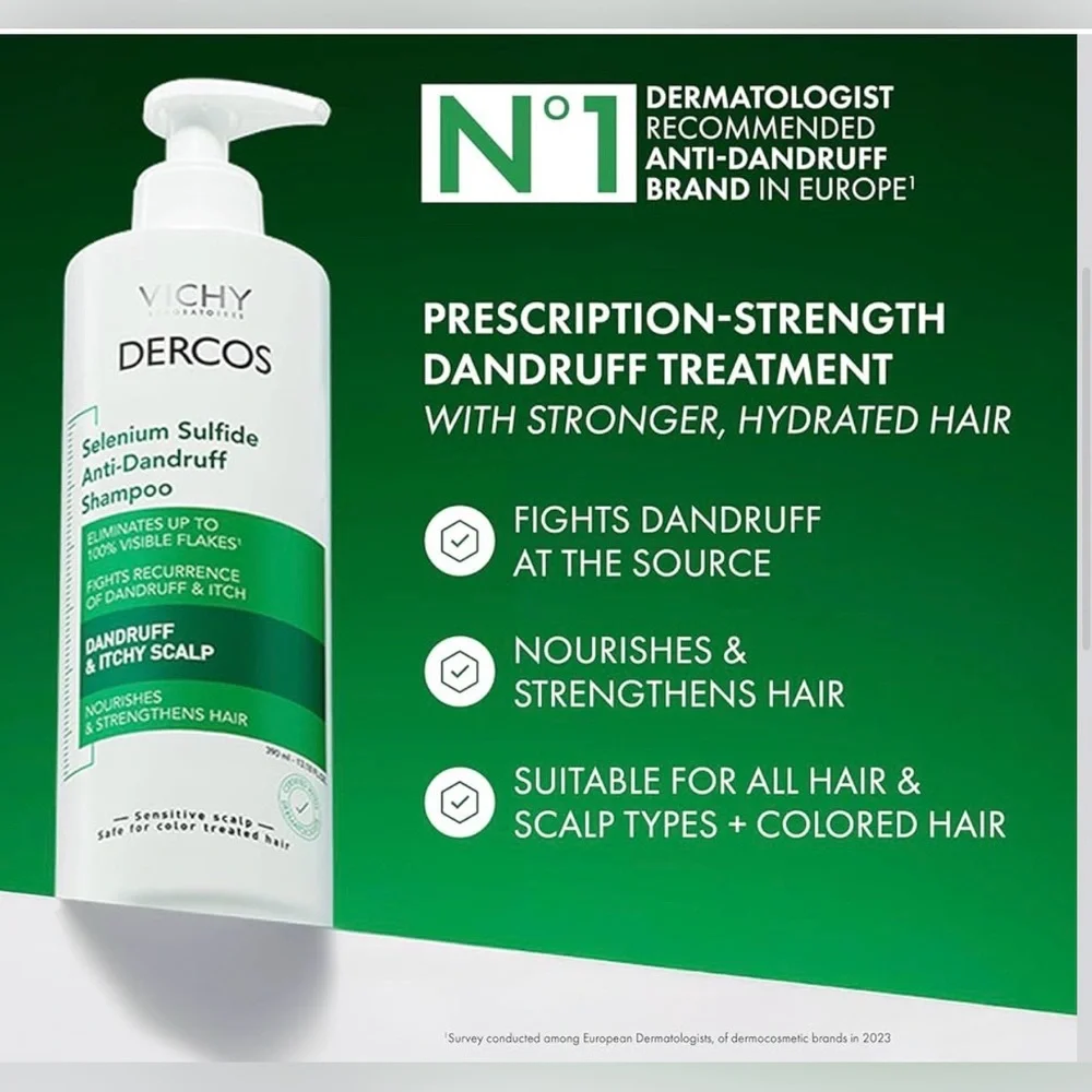 Vichy Dercos Selenium Sulfide Anti-Dandruff Shampoo 13.18 FL. OZ.